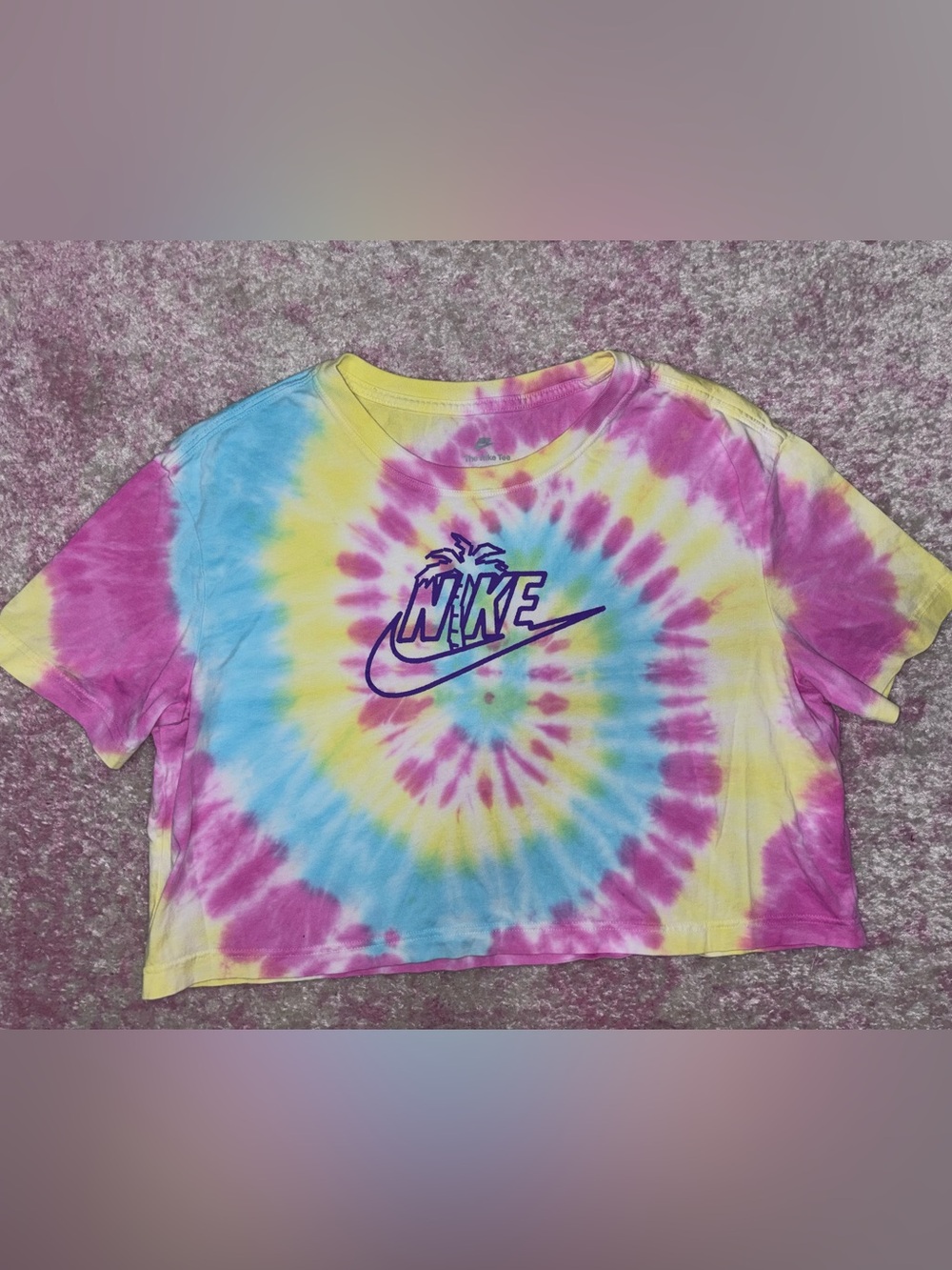 Nike Tie-Dye Crop Top - Pink, Yellow & Blue